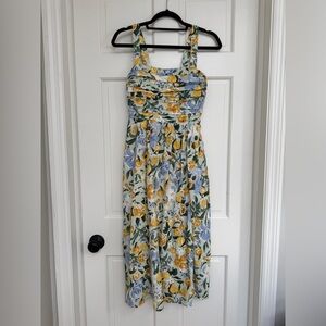Abercrombie & Fitch Floral Midi Dress - Yellow and Blue